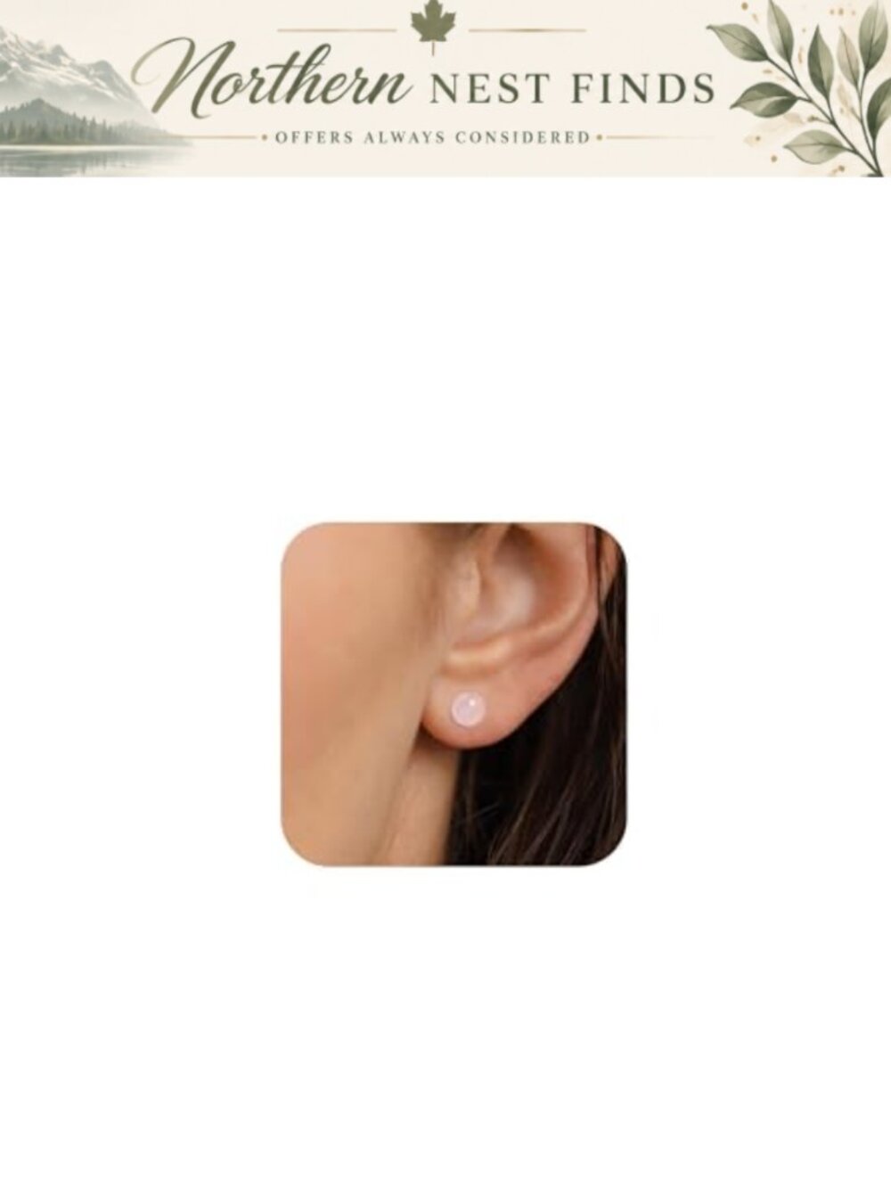Natural Rose Quartz Crystal Ball Stud Earrings 316L Stainless Steel